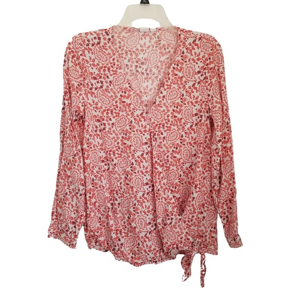 Gap Maternity S Small Nursing Wrap Top Floral Long Sleeve V-Neck Linen Blend - Picture 1 of 10